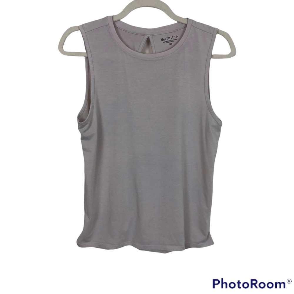 ATHLETA Soft Comfy Workout Cropped Open Back Sleeveless Blush Top sz XS
